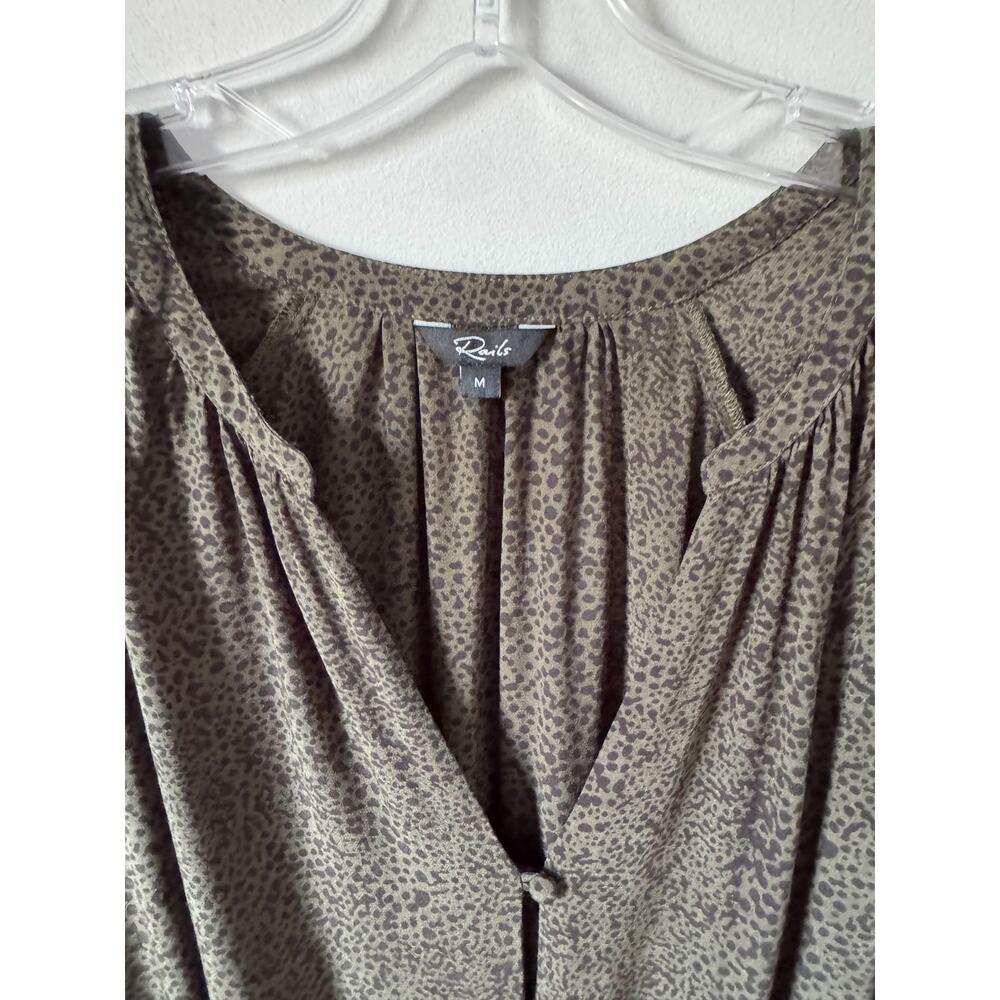 Rails Jasmine Speckled Long Sleeve Mini Dress Green Black Medium Small - Picture 9 of 12